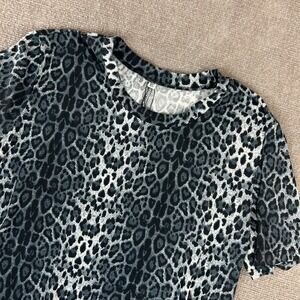 Molerani Mini Dress Womens XL Multicolor Leopard Print Stretch Short Sleeve